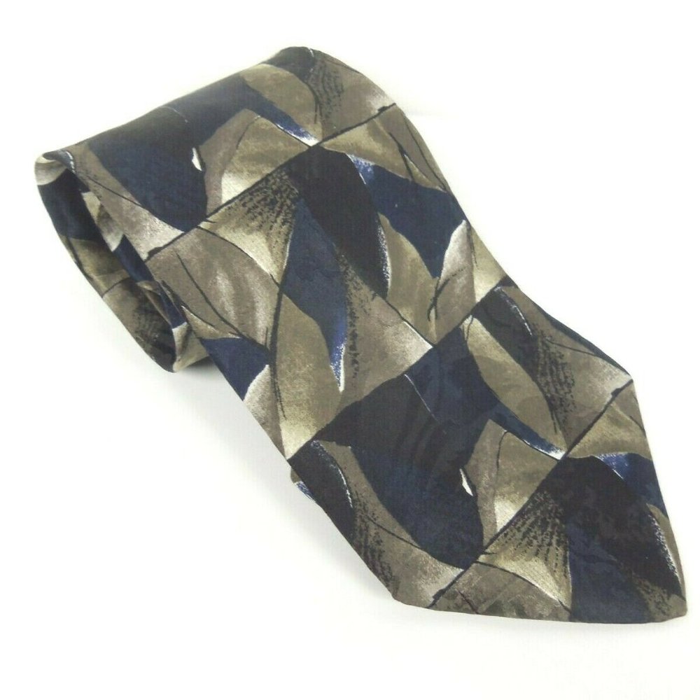 Daniel Hechter Men's 100% Silk Neck Tie Abstract Brown Black Necktie K51